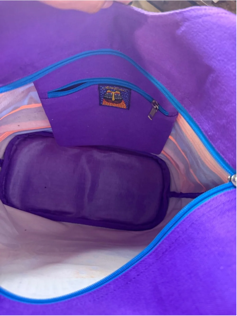 Laurel Burch Blue Purple Fish Art Tote Bag One Size
